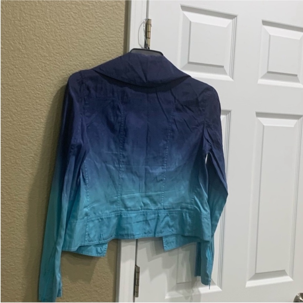 Cache Ombre Blue  cotton silk Jacket size 6 - Picture 4 of 6